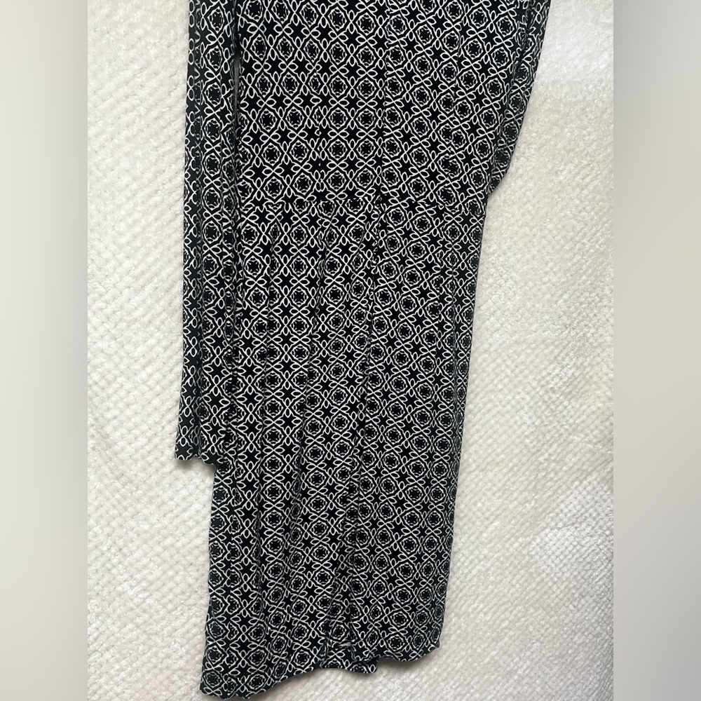 LOFT Womens Dress Side Ruched Long Sleeves White and Black Pattern Small - Picture 10 of 13